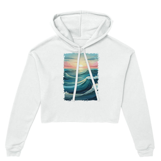 "Sunset Swells" Women's Cropped Hoodie Hoodies