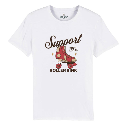 'Support Your Local Roller Rink' Organic Unisex Crewneck T-shirt T-Shirts