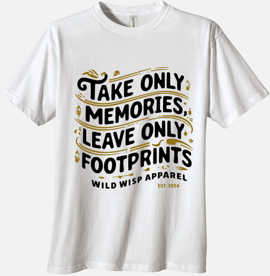 'Take Only Memories, Leave only Footprints' Organic Unisex Crewneck T-shirt - Wild Wisp Apparel