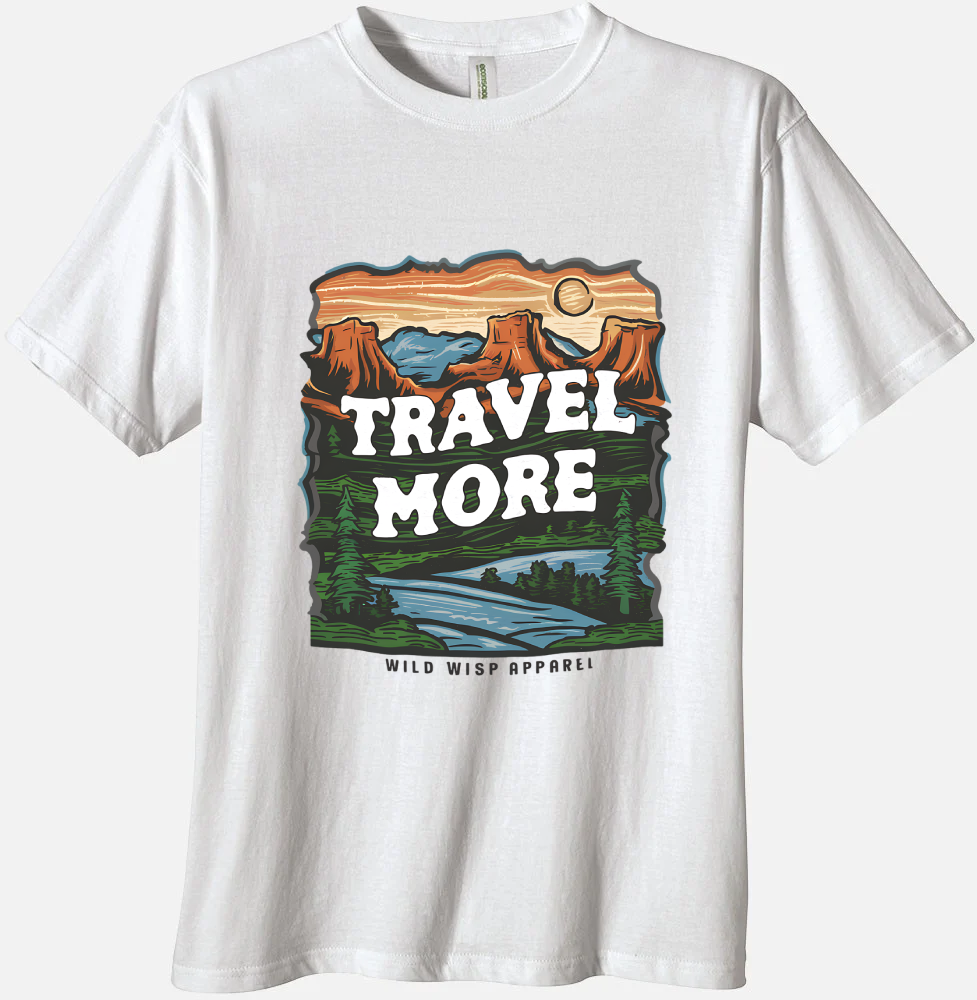 'Travel More' Organic Unisex Crewneck T-shirt T-Shirts
