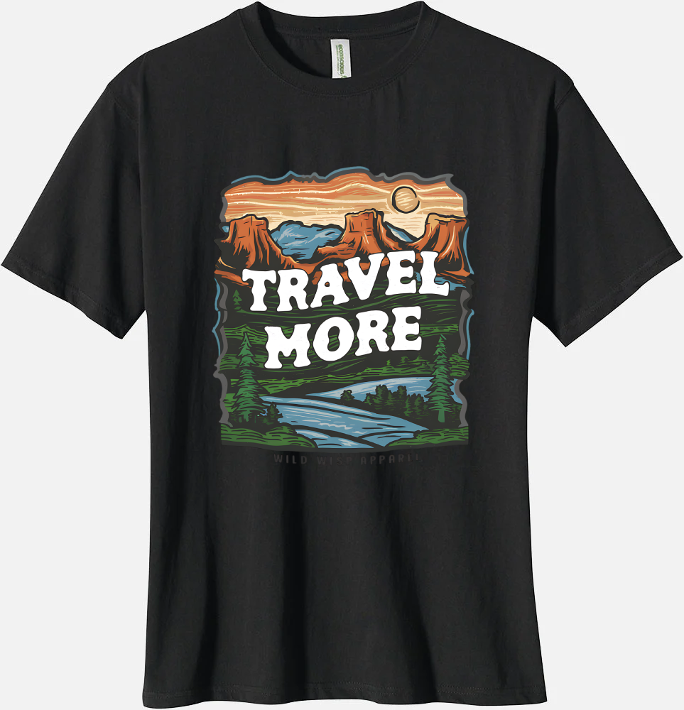 'Travel More' Organic Unisex Crewneck T-shirt T-Shirts