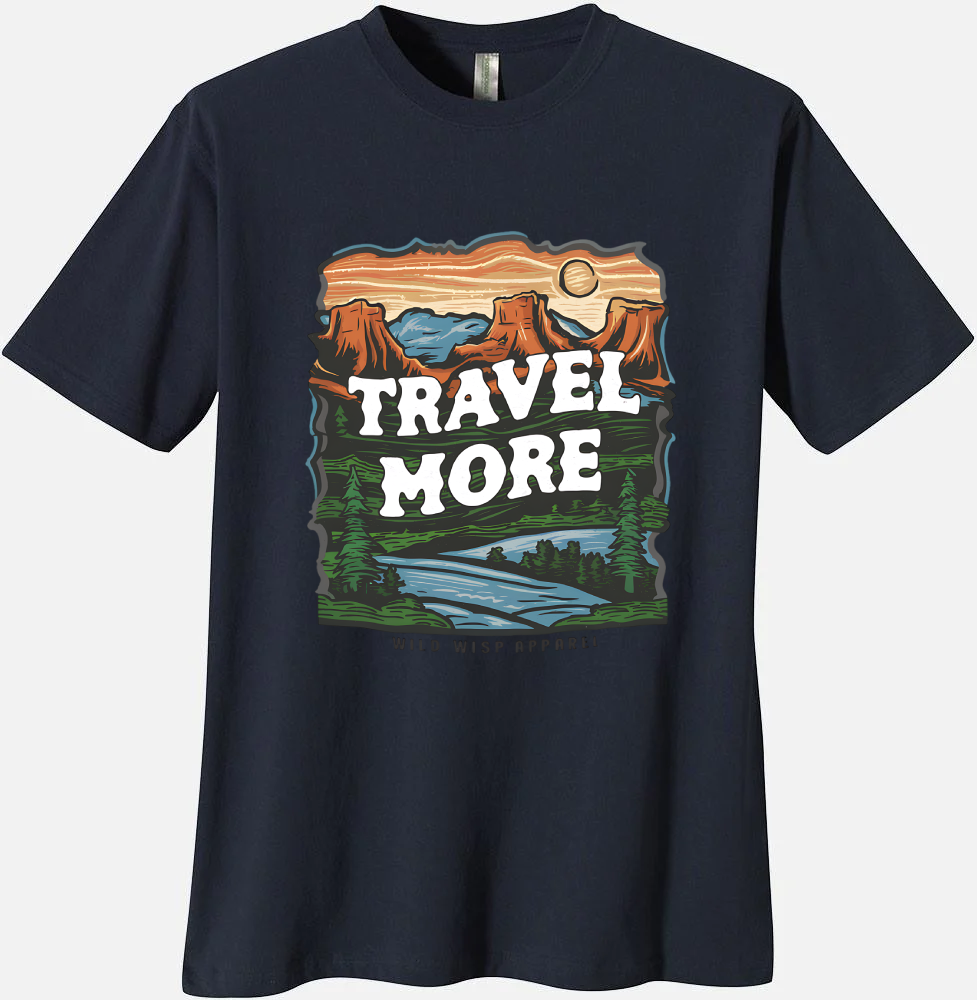'Travel More' Organic Unisex Crewneck T-shirt T-Shirts