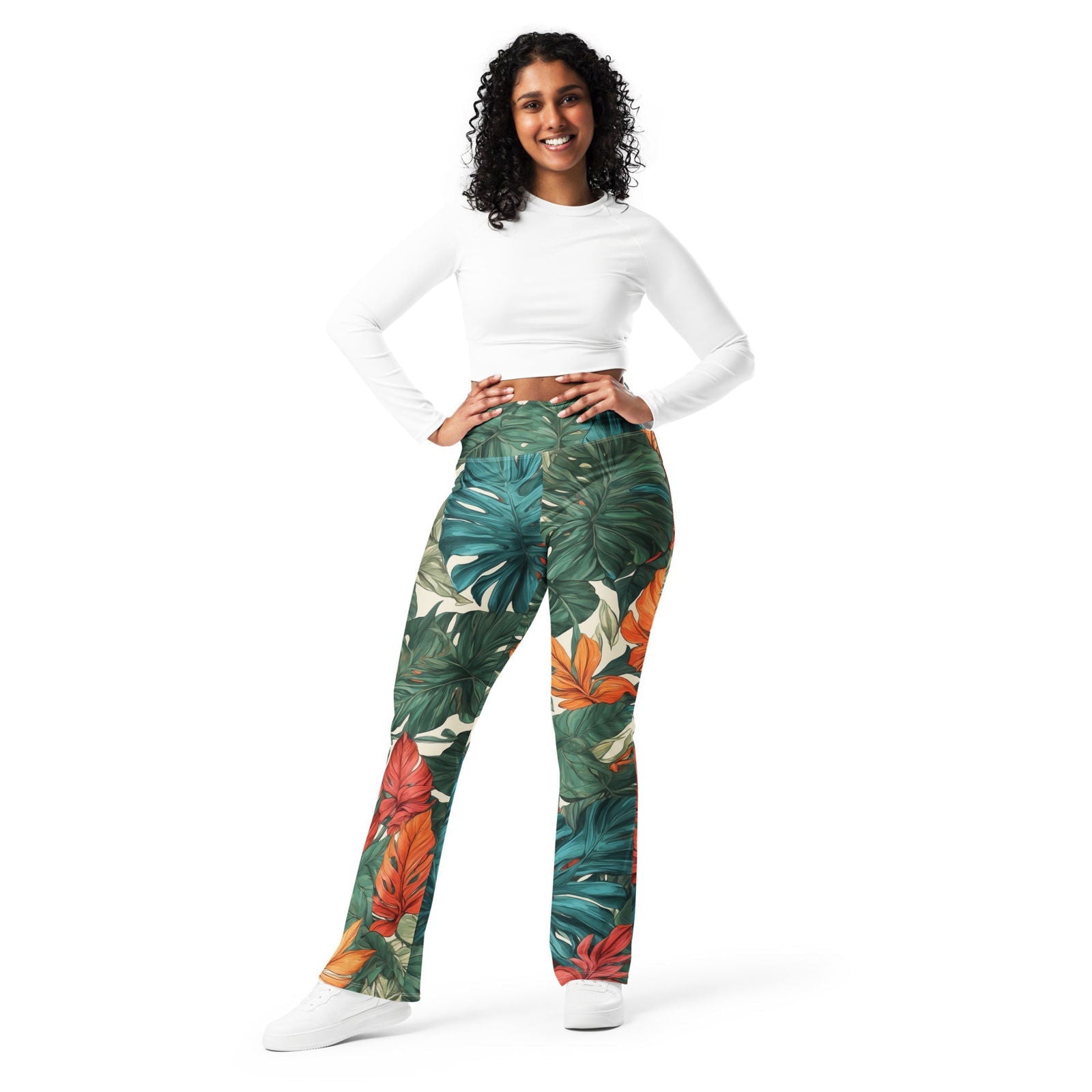 'Tropical Breeze' Flare leggings with pockets Leggings