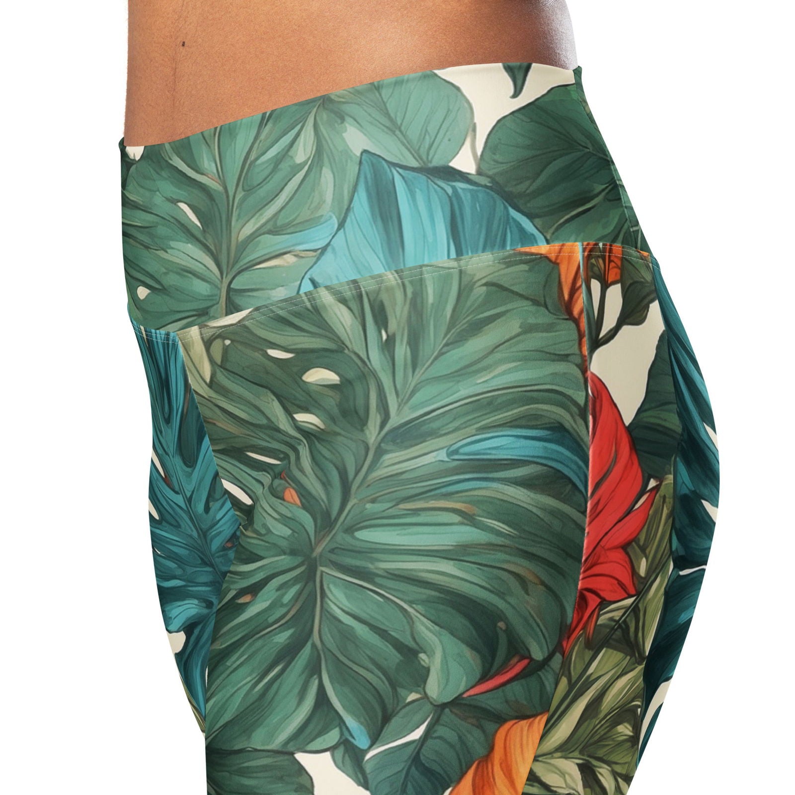 'Tropical Breeze' Flare leggings with pockets Leggings