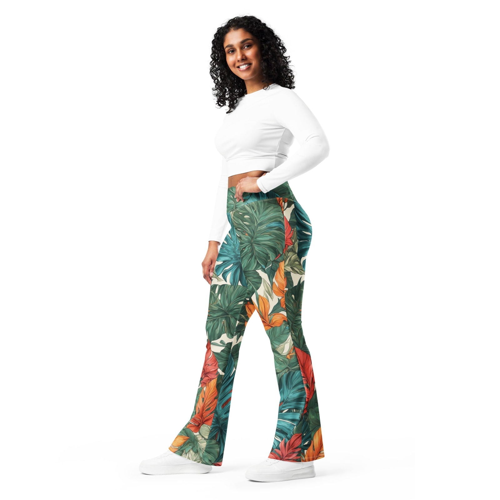 'Tropical Breeze' Flare leggings with pockets Leggings