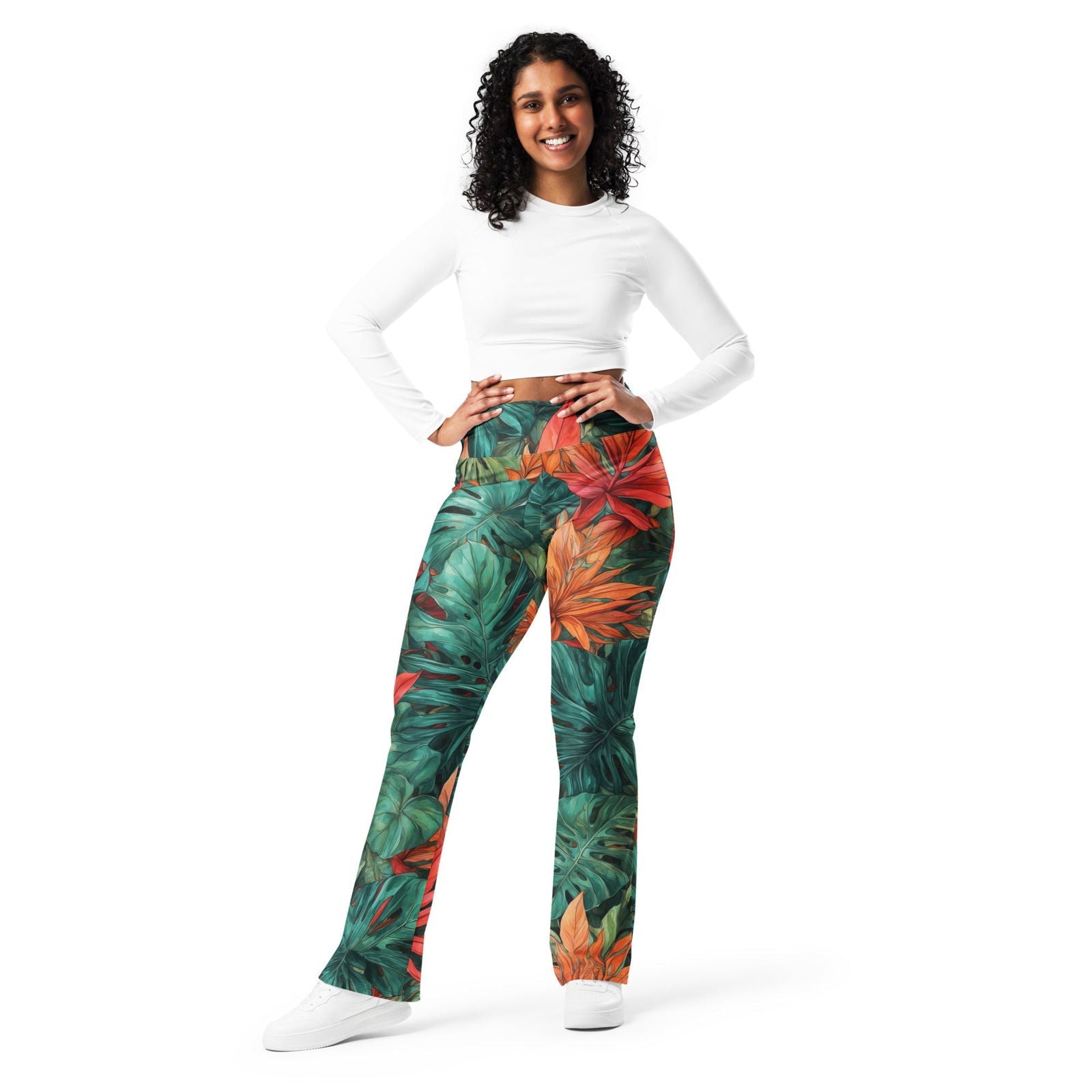 'Jungle Vibes' Flare leggings with pockets Leggings