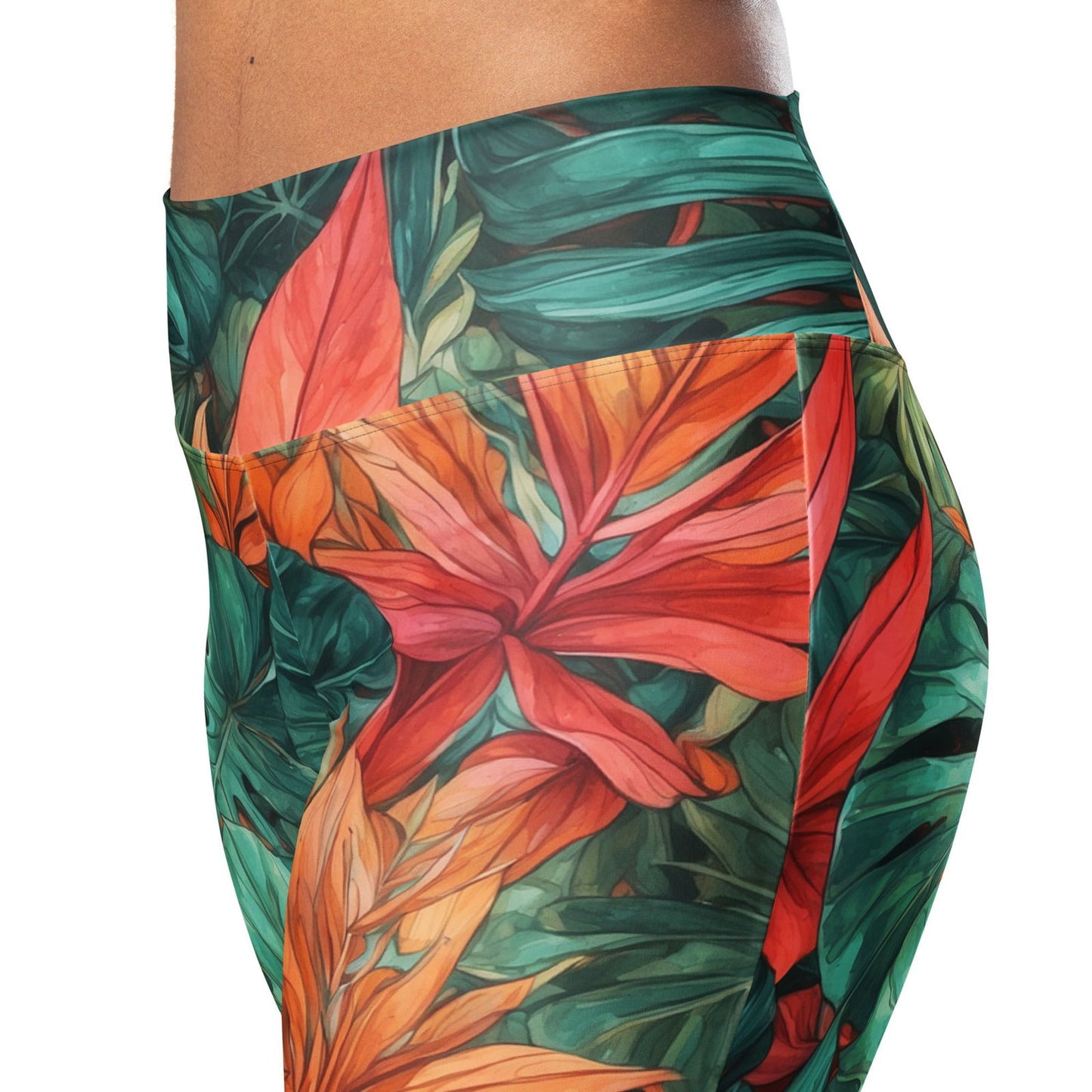 'Jungle Vibes' Flare leggings with pockets Leggings