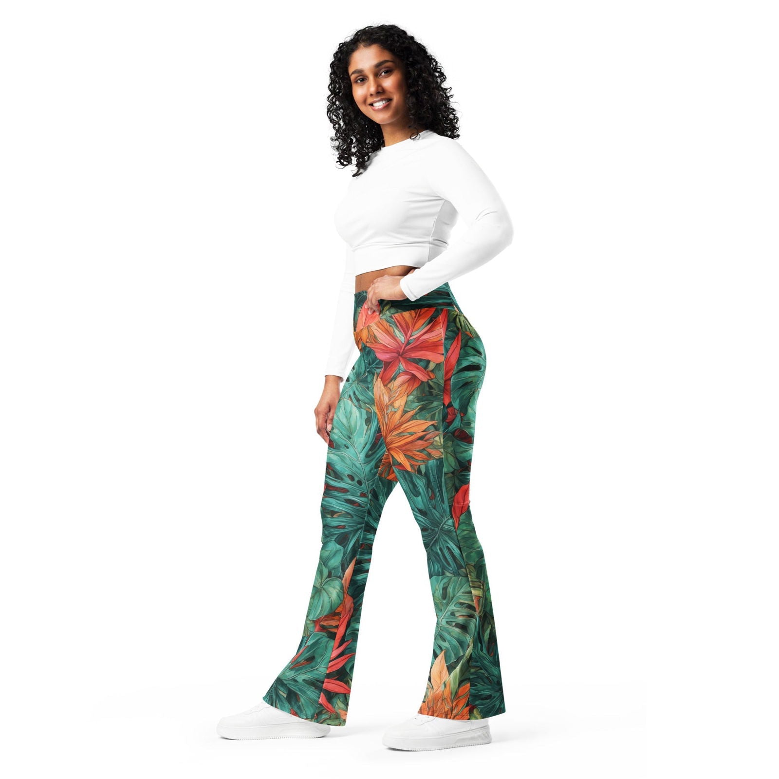 'Jungle Vibes' Flare leggings with pockets Leggings