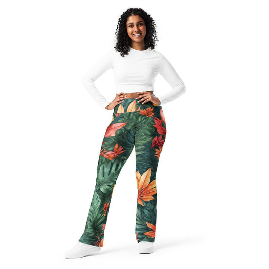'Tropical Blaze' Flare leggings with pockets Leggings