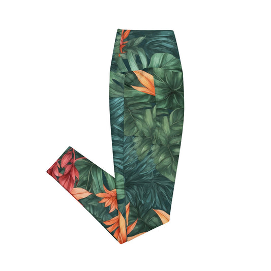 'Tropical Flora' Leggings with pockets Leggings