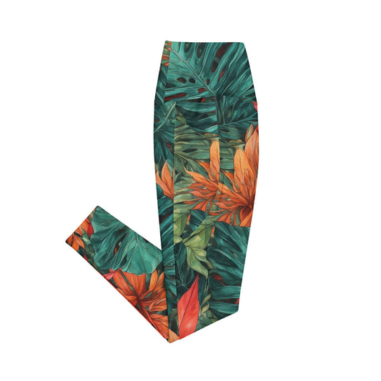 'Tropical Flora' Leggings with pockets Leggings
