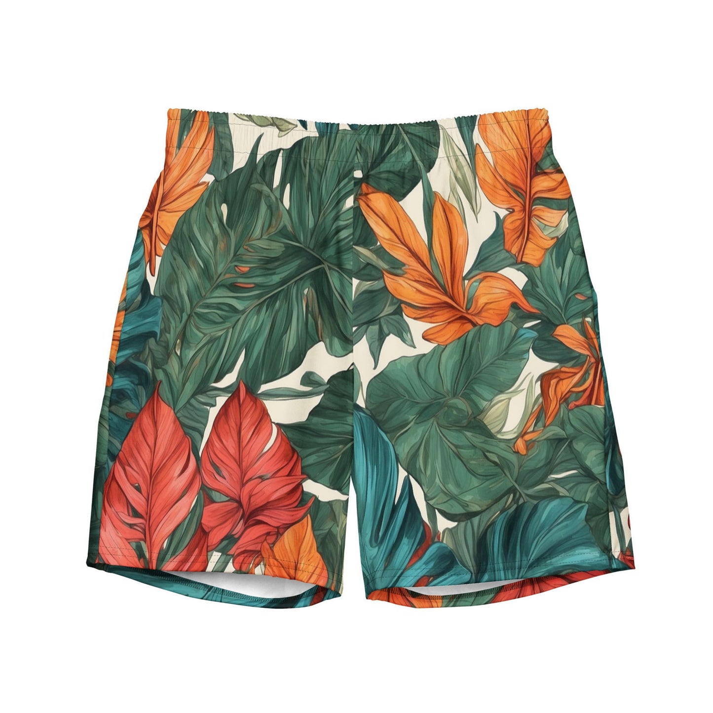 'Tropical Flora' Men's recycled swim trunks Swimwear