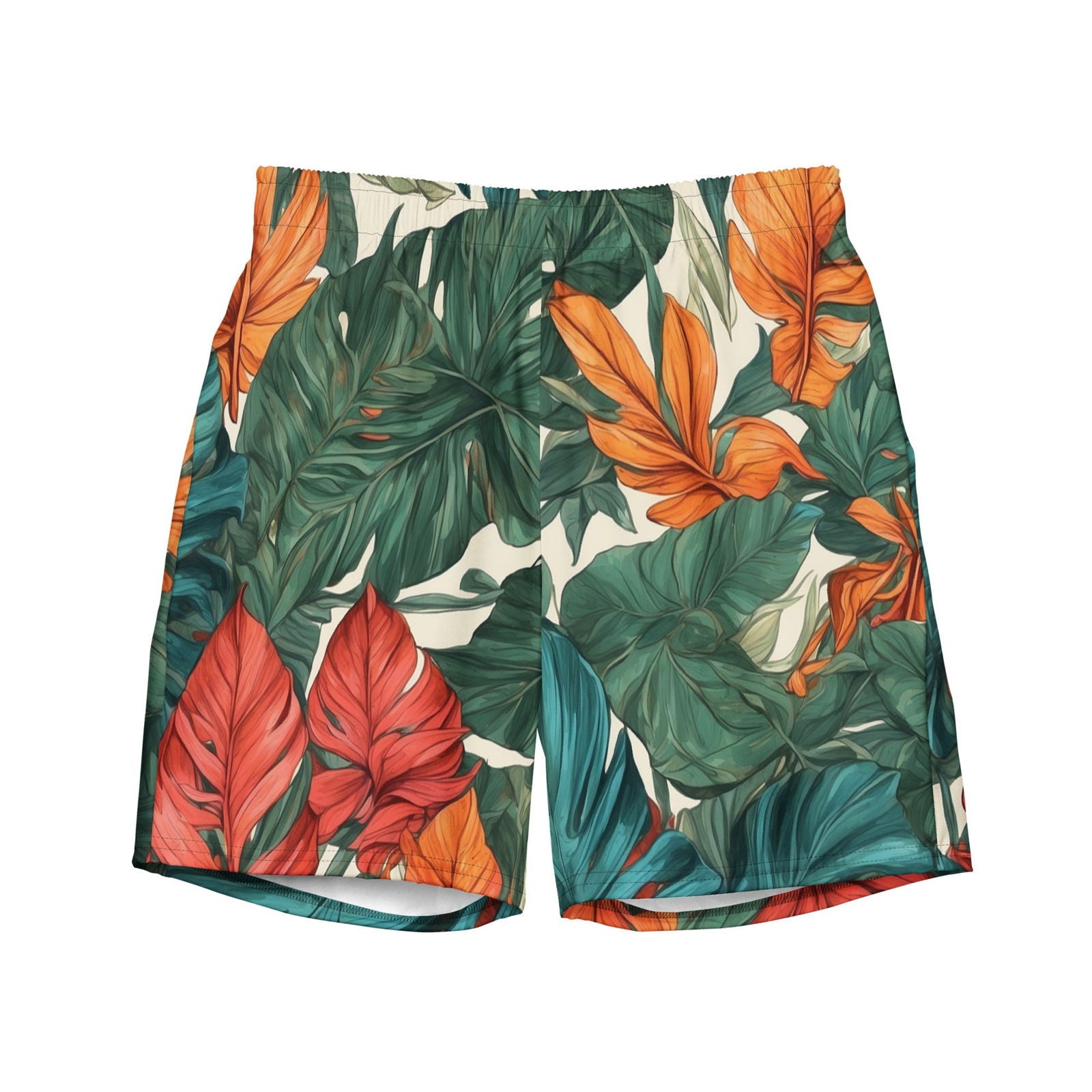 'Tropical Flora' Men's recycled swim trunks Swimwear