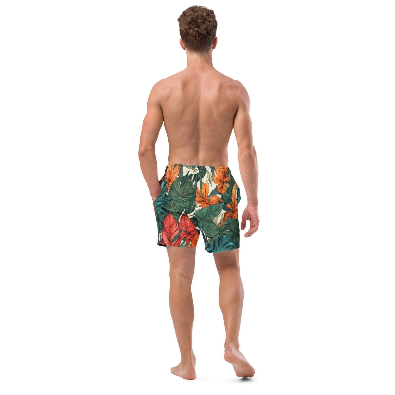 'Tropical Flora' Men's recycled swim trunks Swimwear