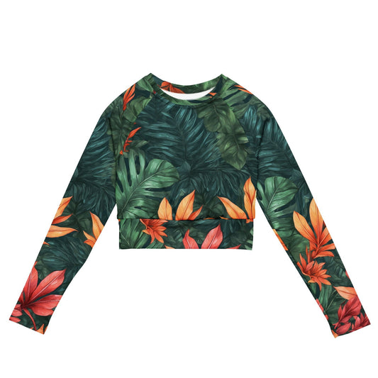 'Tropical Flora' Recycled long-sleeve crop top Crop Tops