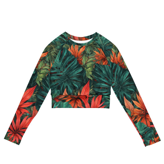 'Tropical Flora' Recycled long-sleeve crop top Crop Tops