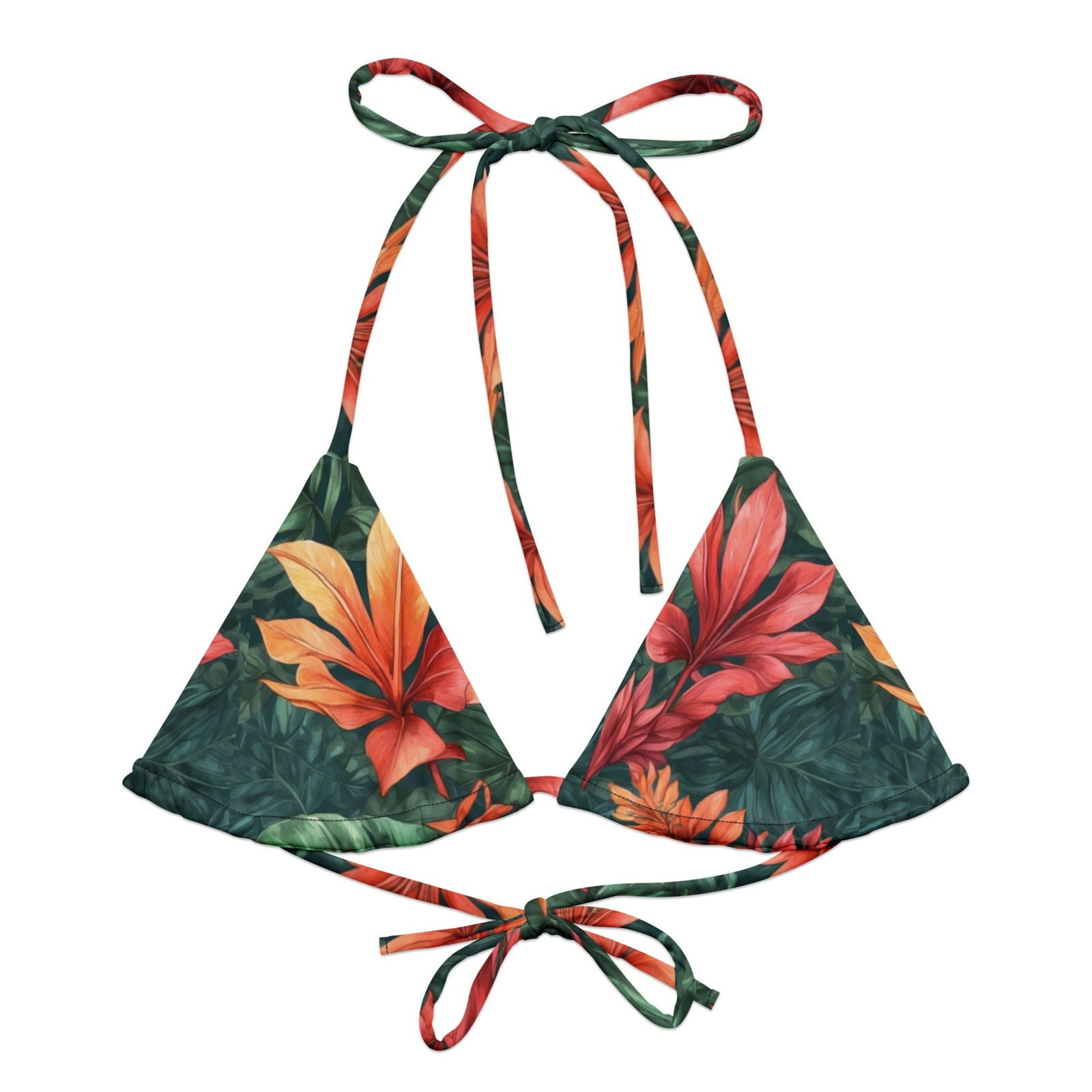 'Tropical Flora' Recycled string bikini top Swimwear