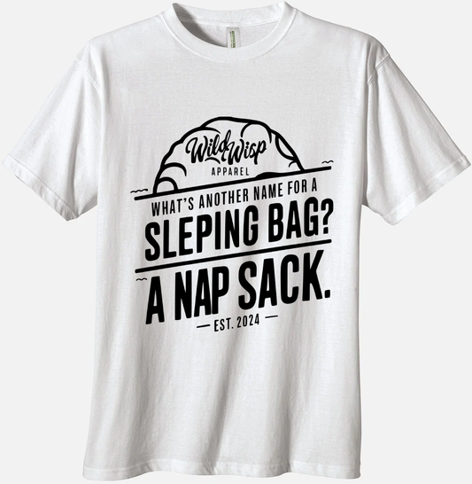 'Whats another name for a Sleeping Bag?' Organic Unisex Crewneck T-shirt - Wild Wisp Apparel