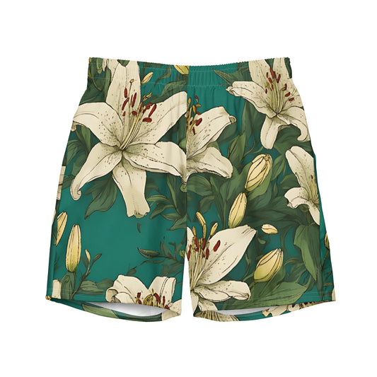 'White Lilies' Men's recycled swim trunks Swimwear