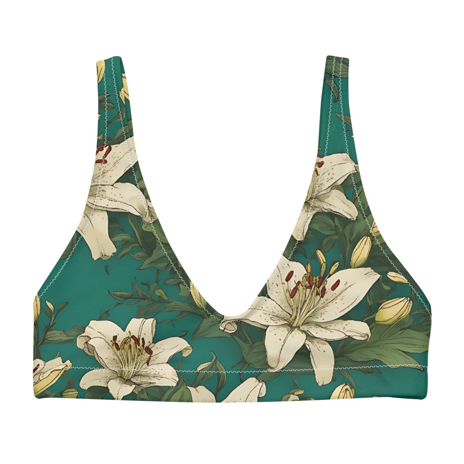 'White Lilies' Recycled padded bikini top Swimwear