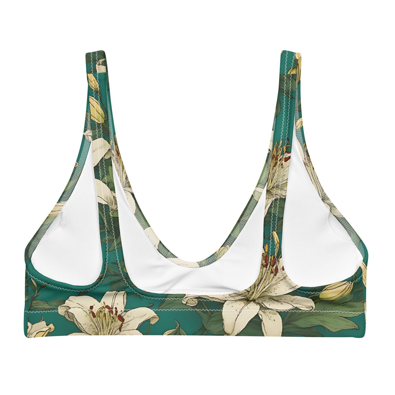 'White Lilies' Recycled padded bikini top Swimwear