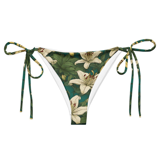 'White Lilies' Recycled string bikini bottom Swimwear