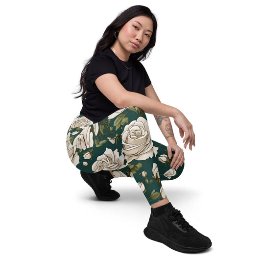 'White Roses' Leggings with pockets Leggings