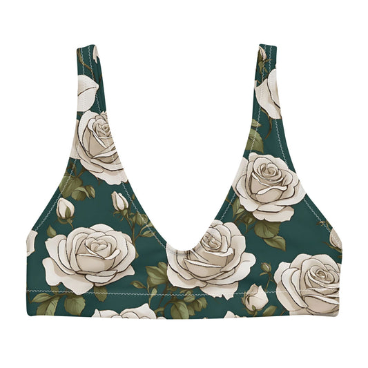 'White Roses' Recycled padded bikini top Swimwear