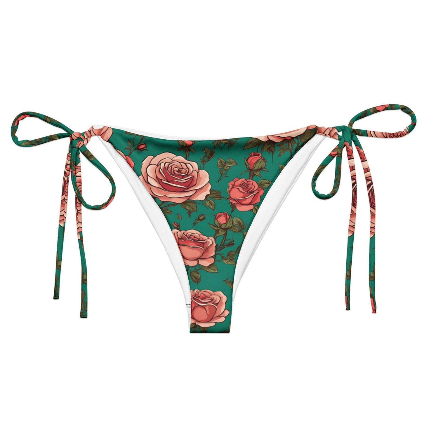 'White Roses' Recycled string bikini bottom Swimwear