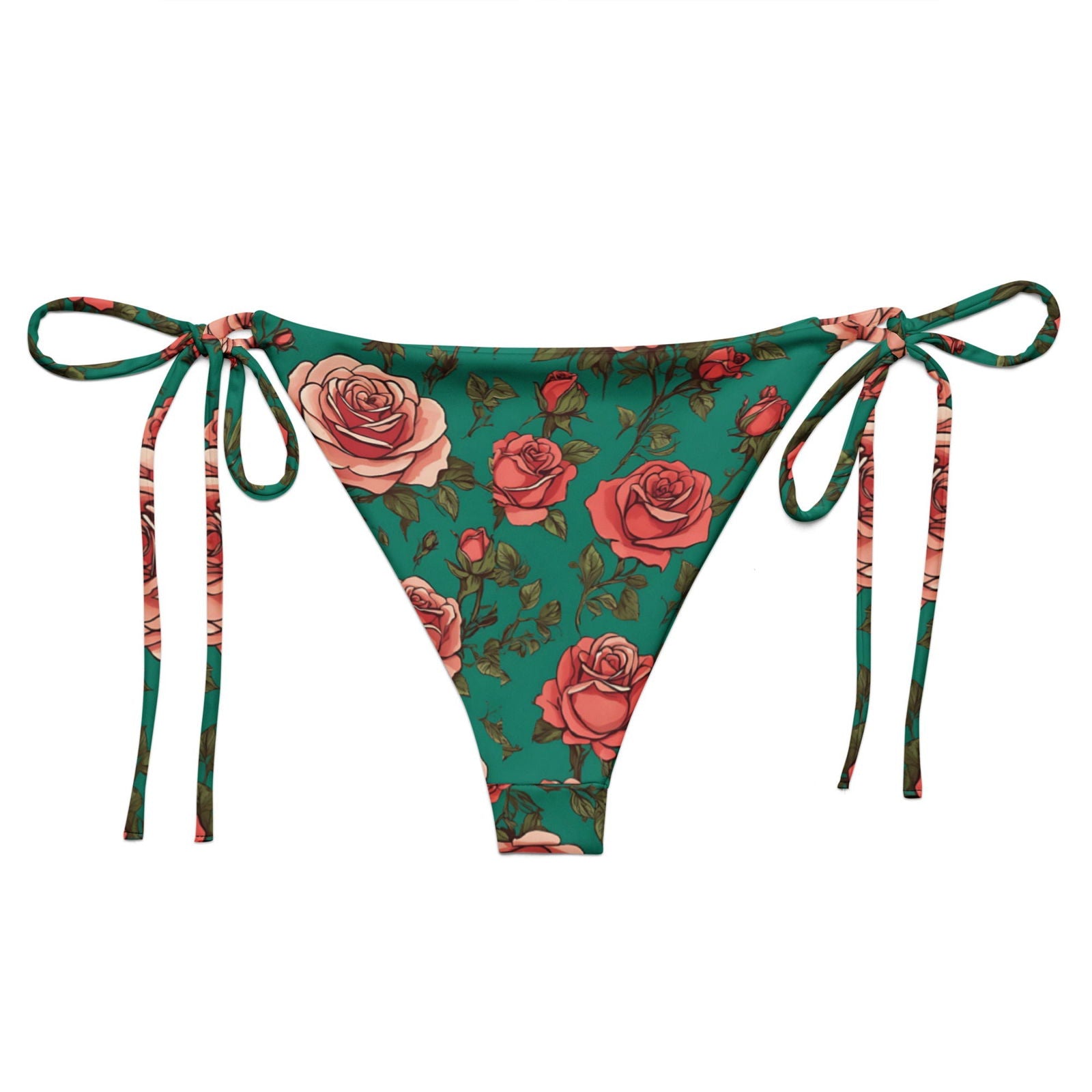 'White Roses' Recycled string bikini bottom Swimwear