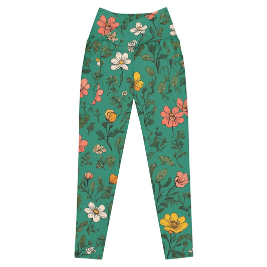 'Wildflowers' Crossover leggings with pockets Leggings