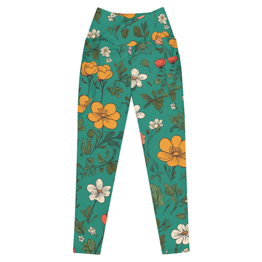 'Wildflowers' Crossover leggings with pockets Leggings