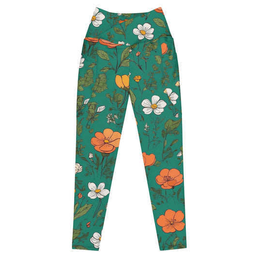 'Wildflowers' Crossover leggings with pockets Leggings