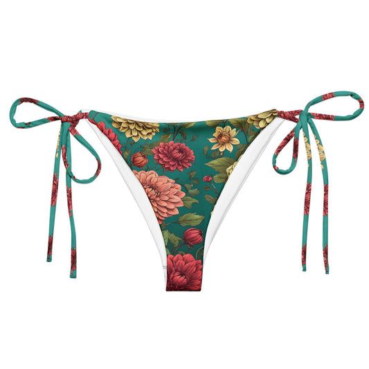 'Dahlia Flowers' Recycled string bikini bottom Swimwear