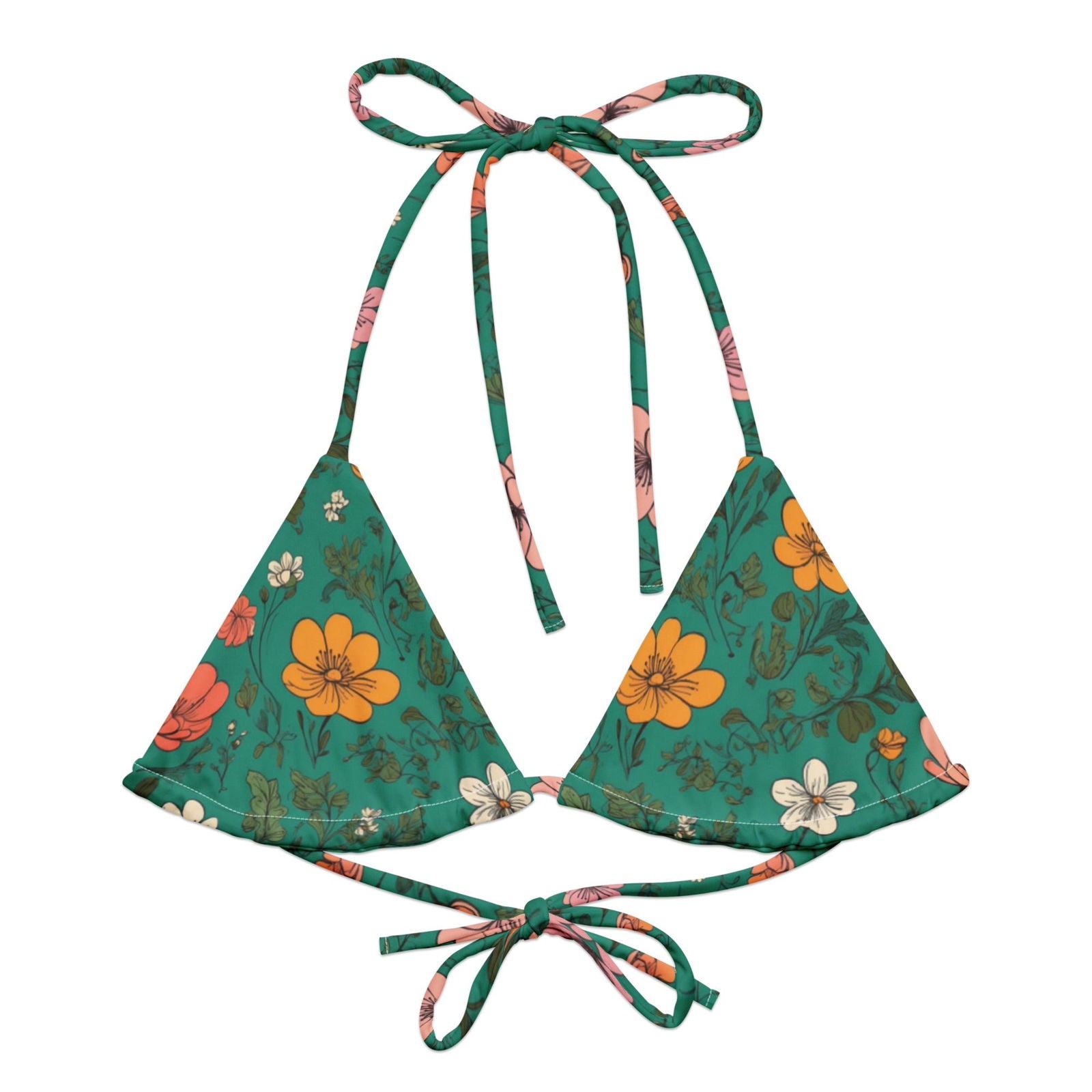 'Wildflowers' Recycled string bikini top Swimwear