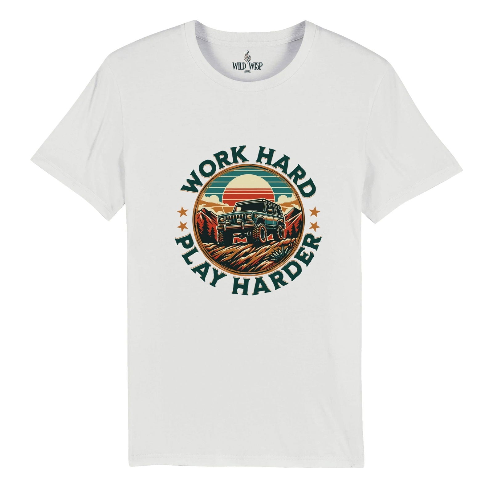 Work Hard Play Harder' Organic Unisex Crewneck T-shirt T-Shirts
