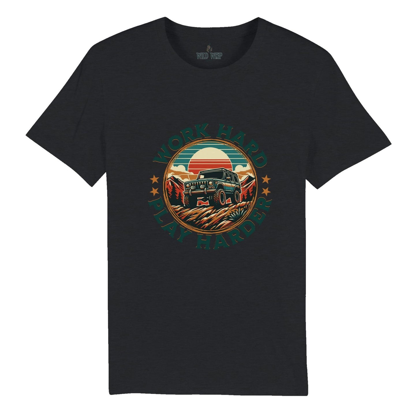 Work Hard Play Harder' Organic Unisex Crewneck T-shirt T-Shirts