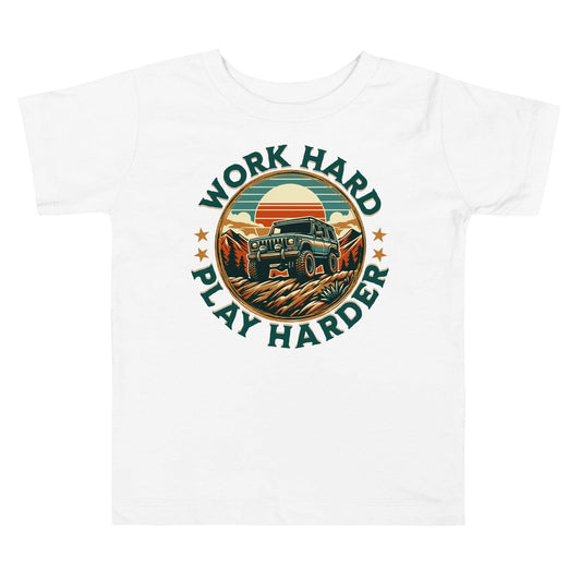 'Work Hard, Play Harder' Toddler Short Sleeve Tee T-Shirts