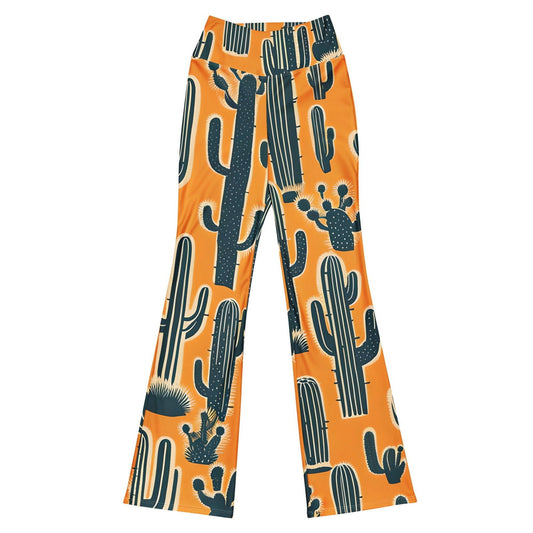 Yellow Cacti' Flare leggings with pockets Leggings