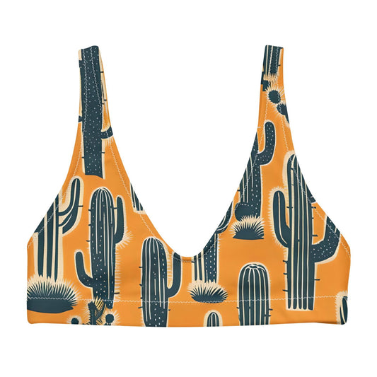 'Yellow Cacti' Recycled padded bikini top Swimwear