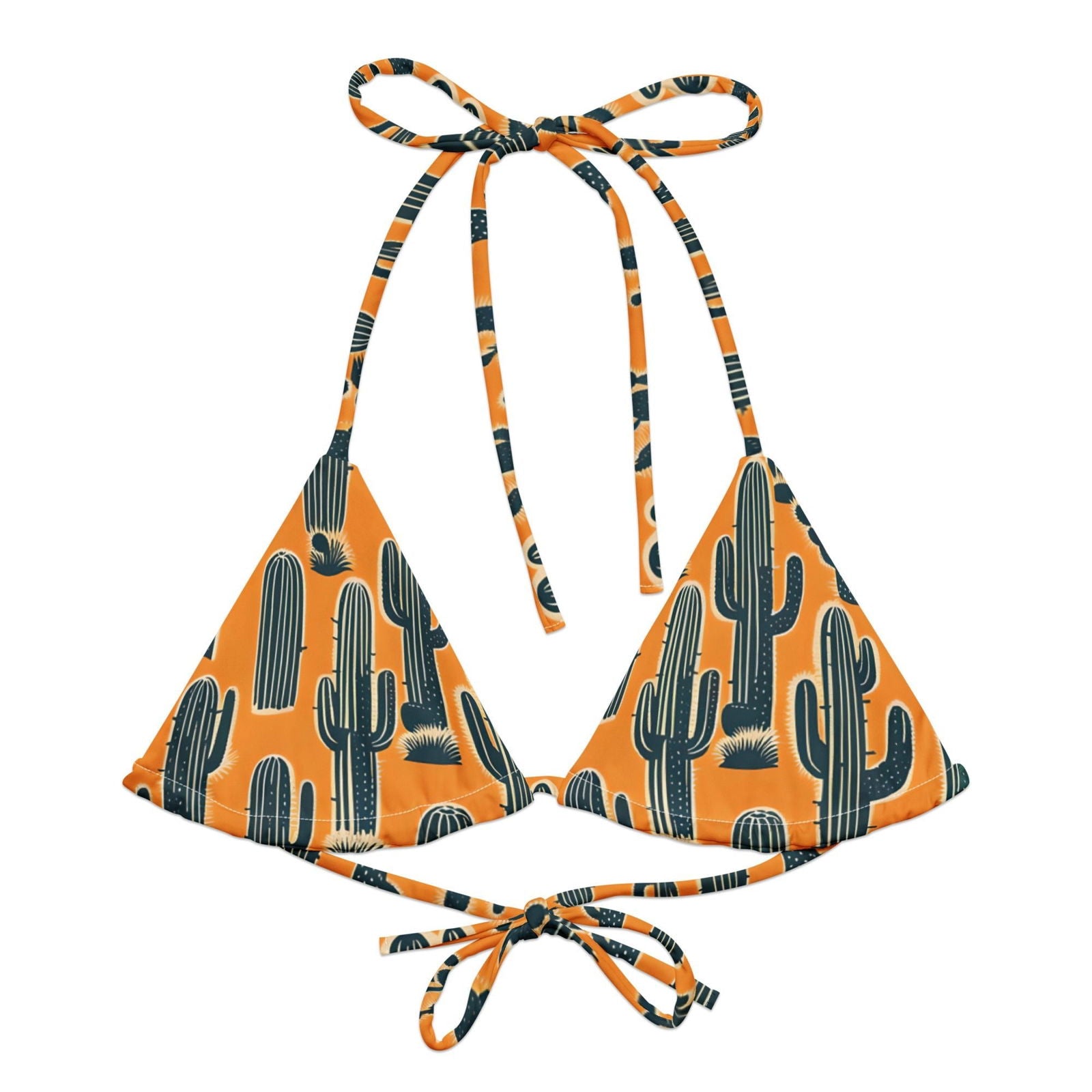 'Yellow Cacti' Recycled string bikini top - Wild Wisp Apparel