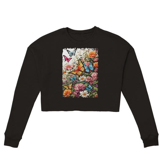 "Butterfly Blossom" Womens Cropped Sweatshirt - Wild Wisp Apparel