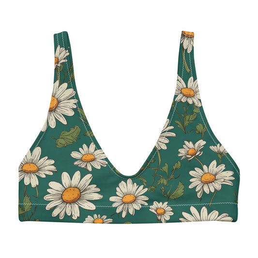 'Daisy Flowers' Recycled padded bikini top - Wild Wisp Apparel
