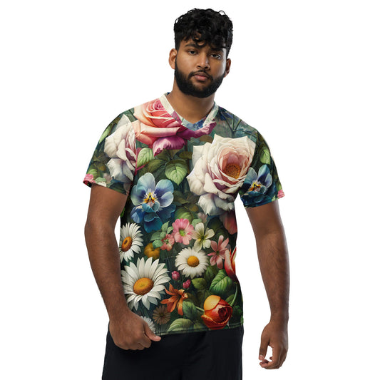 'Garden Flowers' Recycled unisex sports jersey - Wild Wisp Apparel