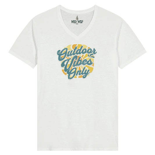 'Outdoor Vibes Only' Womens V-Neck T-shirt - Wild Wisp Apparel