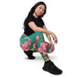'Pink Peonies' Crossover leggings with pockets - Wild Wisp Apparel