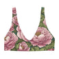 'Pink Peonies' Recycled padded bikini top - Wild Wisp Apparel