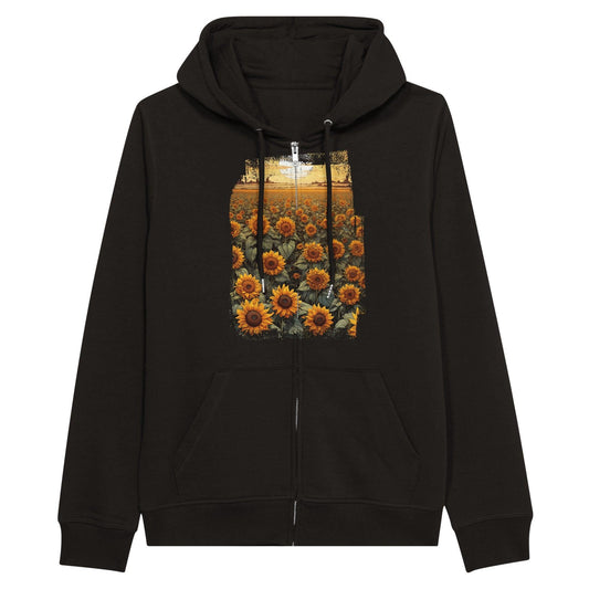 "Sunflower Blooms" Unisex Organic Zip Hoodie - Wild Wisp Apparel