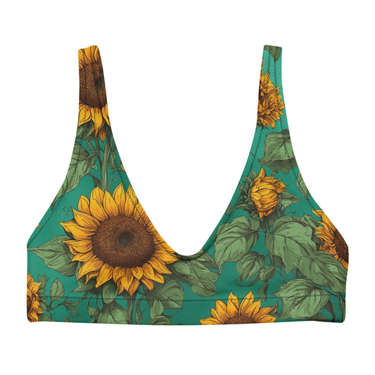 'Sunflower Delight' Recycled padded bikini top - Wild Wisp Apparel