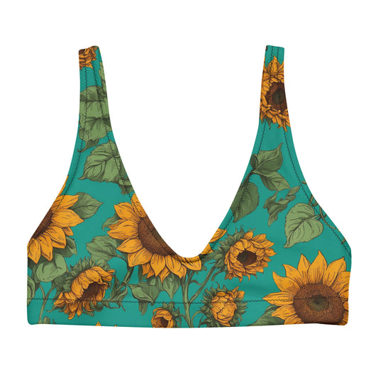 'Sunflower Delight' Recycled padded bikini top - Wild Wisp Apparel